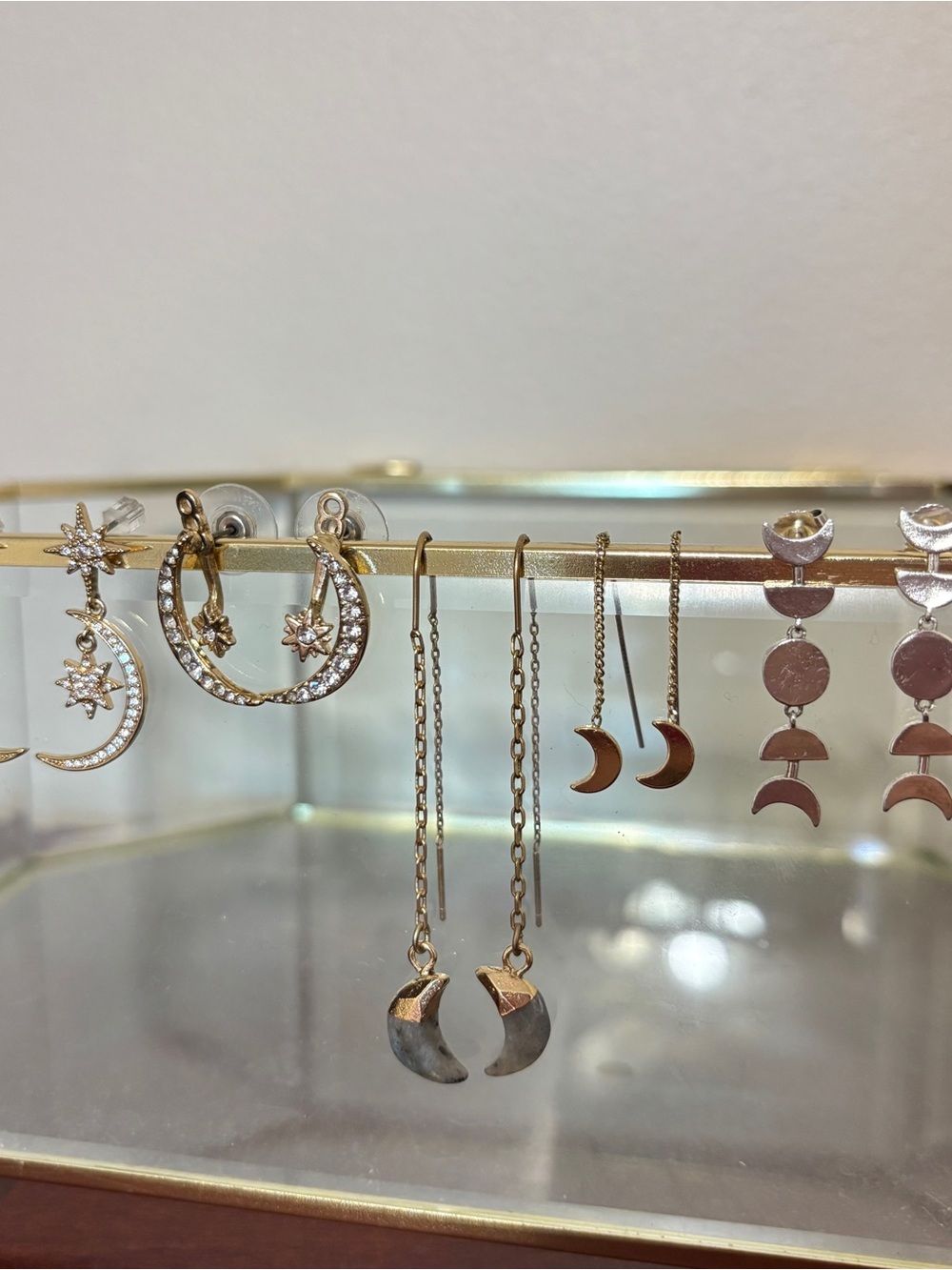 Celestial Earring Bundle: 5 Moon & Stars Earrings Gold and Silver
